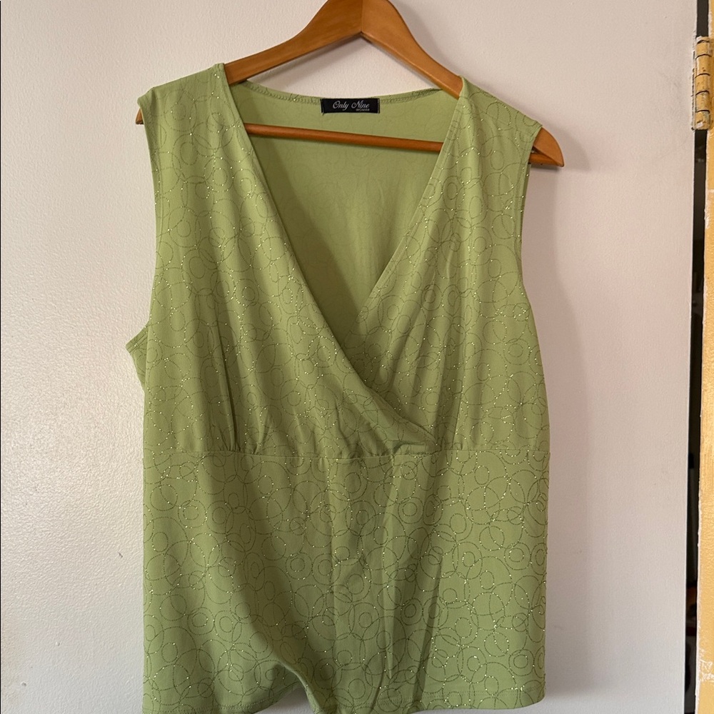 Ashley Mason Light Green Wrap Blouse